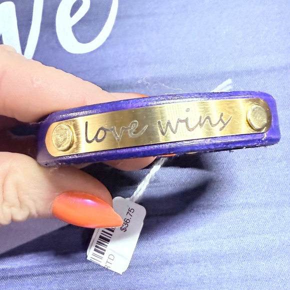 Blue leather bracelet gold accent with engraving love wins 😍 - Picture 1 of 3